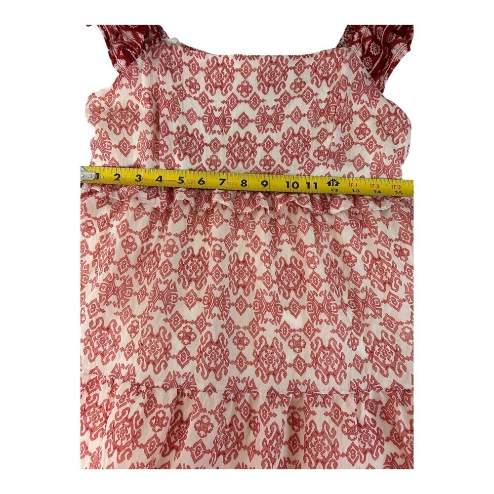 By The River Ruffled Milkmade‎ Midi Dress  | Sz L | Red & White | Cottagecore - Picture 7 of 10